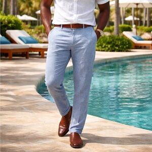 J. Crew Linen Blend Pants Straight Leg Men's 33x32 Resortwear Dadcore